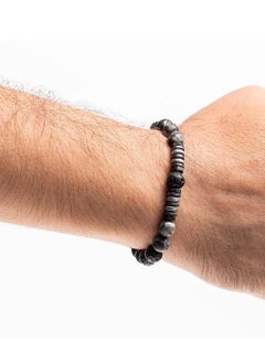 CHRYSOSTOMOS Handmade Beaded Bracelet for Men with Black Lava  - Image 3