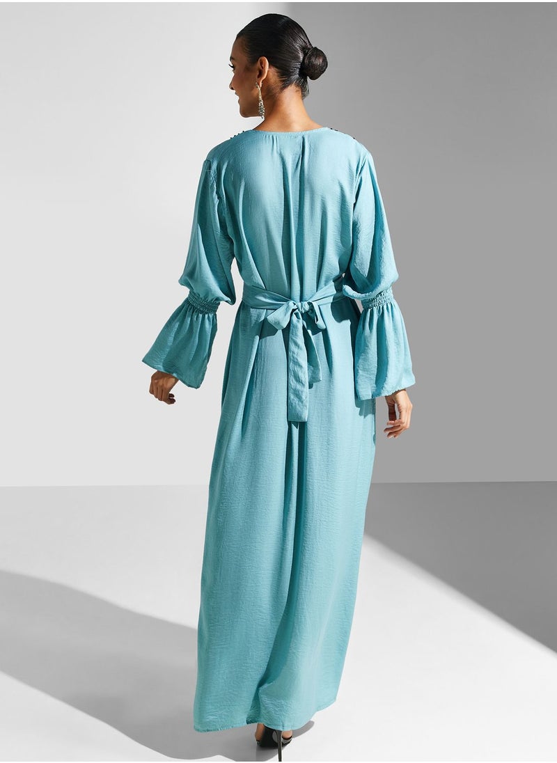 hayas closet - Embellished Belted Jalabiya - Image 1
