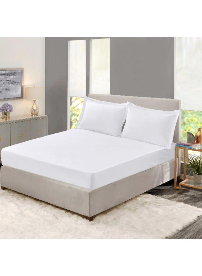 TW Premier Premium Fitted Bed Sheet Set with Oxford Edge Pillowcases | 3-Piece Set | High-Quality 90 GSM Microfiber | 30 cm Deep Pocket - Image 1