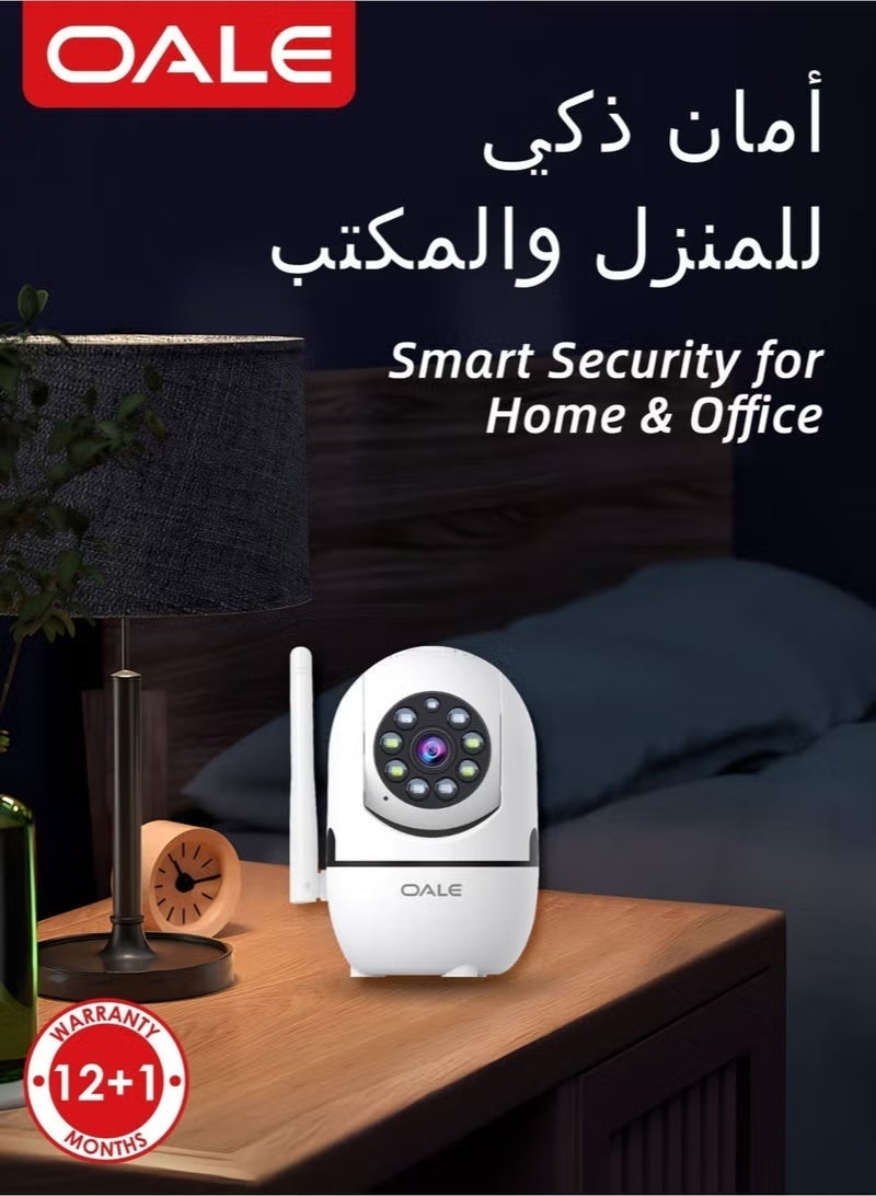 OALE iHome 05 Smart WiFi Security Camera 360° Panoramic View, 720P HD, Night Vision, Two-Way Audio, TF Card Support – White - Image 2