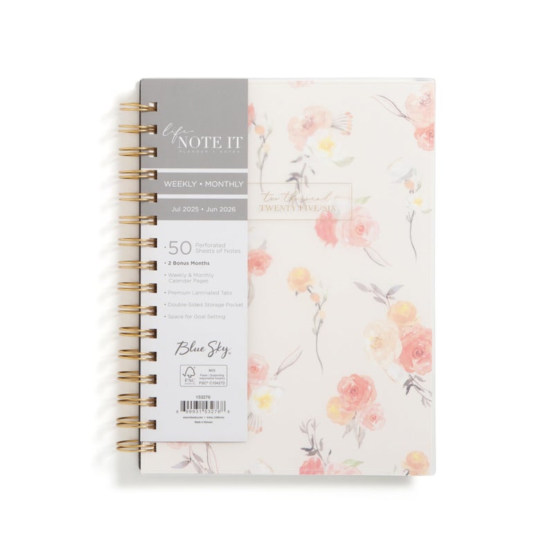 Blue Sky Life Note It 20252026 Academic Year Weekly and Monthly Planner July 2025 June 2026 5875 x 8625 Frosted Cover Laminated Tabs Wirebound Storage Pocket Hannah - Image 2