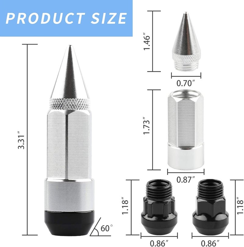 EZPROIT 20Pcs Anti Theft Spikes Extended Tuner Wheel Lug Nuts - Image 2