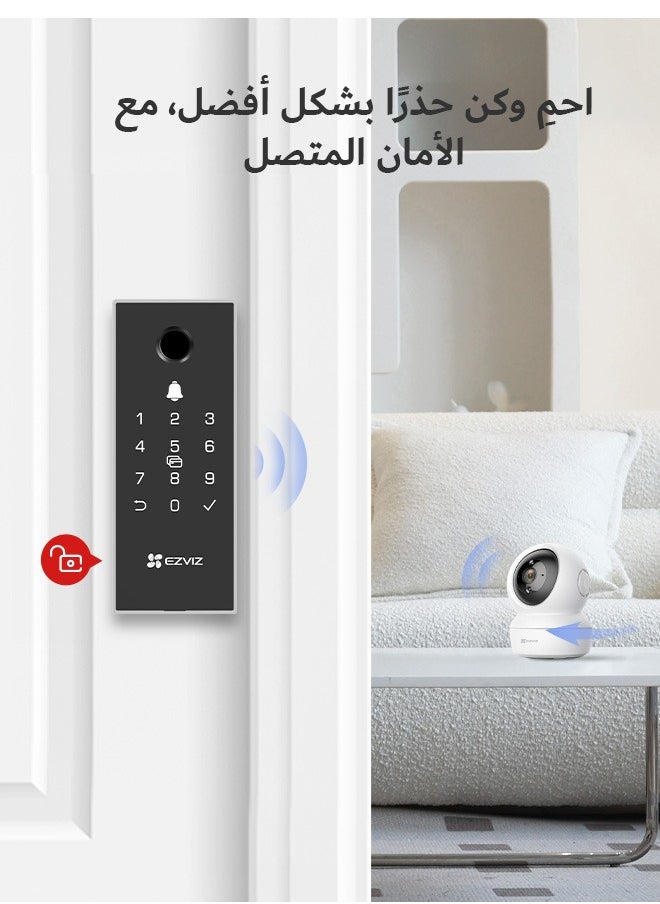 EZVIZ - EZVIZ DL03 Pro Smart Door Lock Smart Lock- Bluetooth & Wi-Fi Enabled, Fingerprint, Passcode, & Card Access, Remote Control, Anti-Tamper Alerts, Easy Installation - Image 1