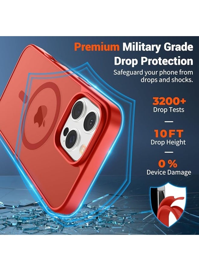 أكاليكس جراب مغناطيسي غير لامع لهاتف iPhone 16 Pro Max، متوافق مع MagSafe، غطاء فاخر مطلي، جراب هاتف واقي مقاوم للصدمات ناعم من مادة TPU غير اللامعة (أحمر غامق) - Image 2