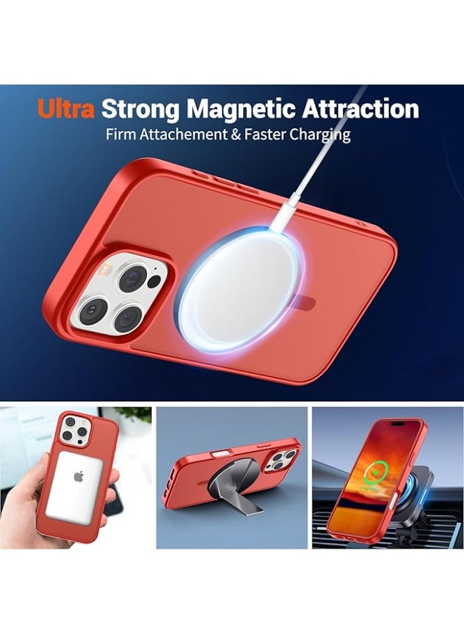 أكاليكس جراب مغناطيسي غير لامع لهاتف iPhone 16 Pro Max، متوافق مع MagSafe، غطاء فاخر مطلي، جراب هاتف واقي مقاوم للصدمات ناعم من مادة TPU غير اللامعة (أحمر غامق) - Image 4