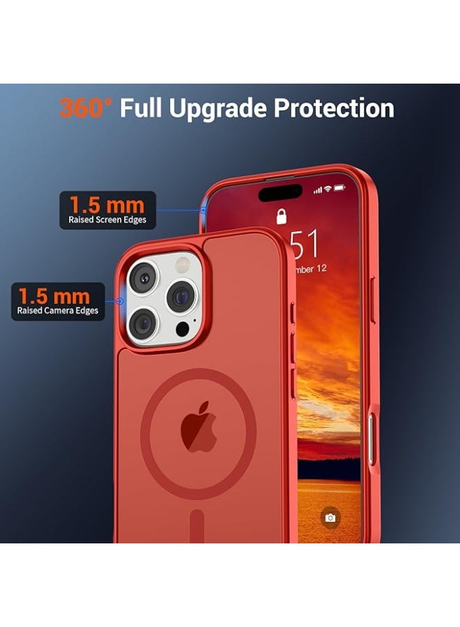 أكاليكس جراب مغناطيسي غير لامع لهاتف iPhone 16 Pro Max، متوافق مع MagSafe، غطاء فاخر مطلي، جراب هاتف واقي مقاوم للصدمات ناعم من مادة TPU غير اللامعة (أحمر غامق) - Image 3