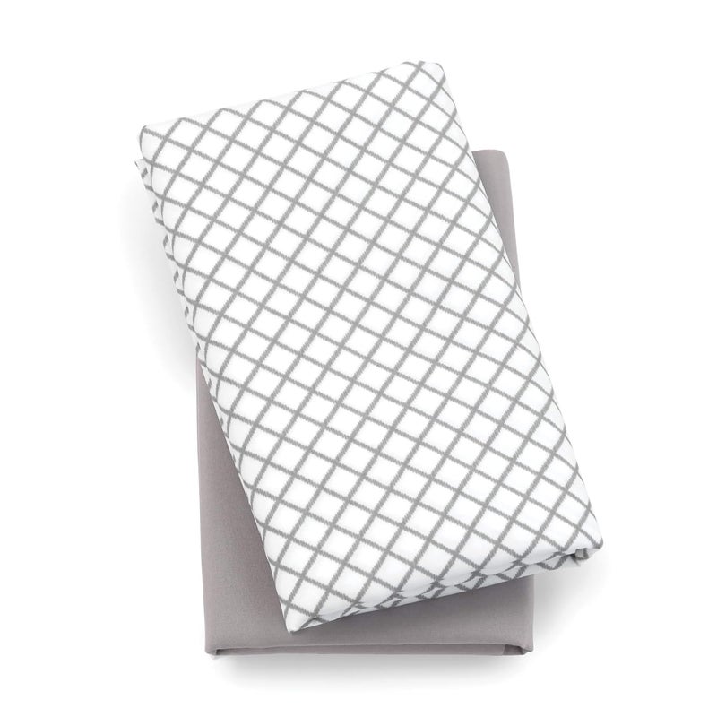 Chicco Lullaby Playard Sheets - Grey Diamond 2-Pack | Grey/White - Image 1