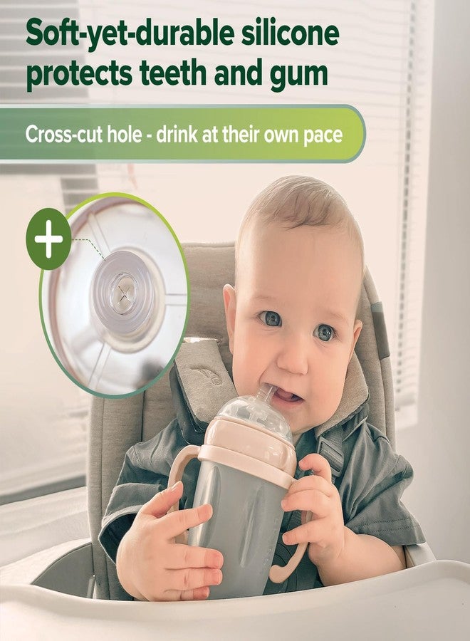 haakaa Weighted Straw Sippy Cup for 6+ Month Old, Silicone Weighted Straw Cup Milk Sippy Cup Baby Water Bottle with Straw Brush (Peach, 8oz./250ml) - Image 2