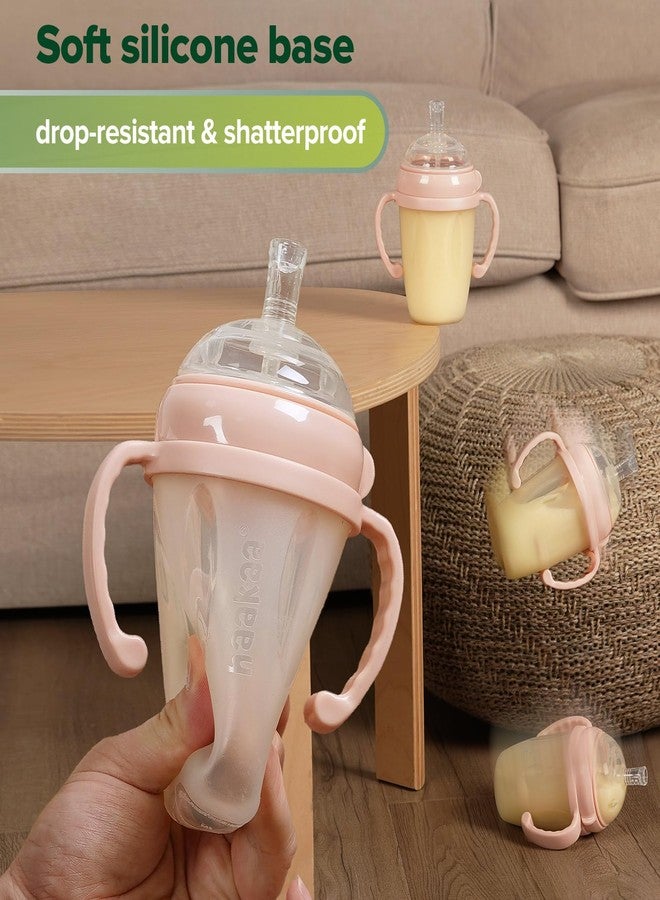 haakaa Weighted Straw Sippy Cup for 6+ Month Old, Silicone Weighted Straw Cup Milk Sippy Cup Baby Water Bottle with Straw Brush (Peach, 8oz./250ml) - Image 4