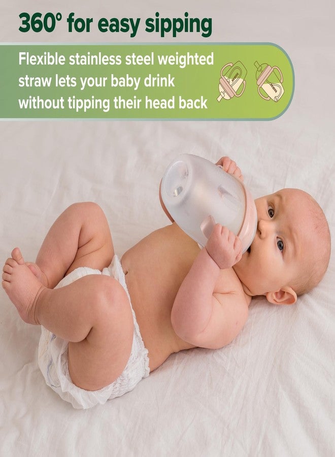 haakaa Weighted Straw Sippy Cup for 6+ Month Old, Silicone Weighted Straw Cup Milk Sippy Cup Baby Water Bottle with Straw Brush (Peach, 8oz./250ml) - Image 5