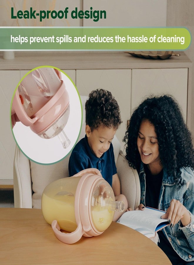 haakaa Weighted Straw Sippy Cup for 6+ Month Old, Silicone Weighted Straw Cup Milk Sippy Cup Baby Water Bottle with Straw Brush (Peach, 8oz./250ml) - Image 3