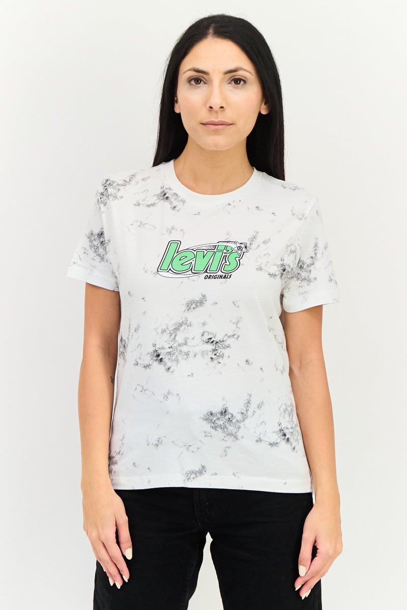 Levi's تي شيرت نسائي بياقة دائرية وأكمام قصيرة بشعار العلامة التجارية، متعدد الألوان - Image 1