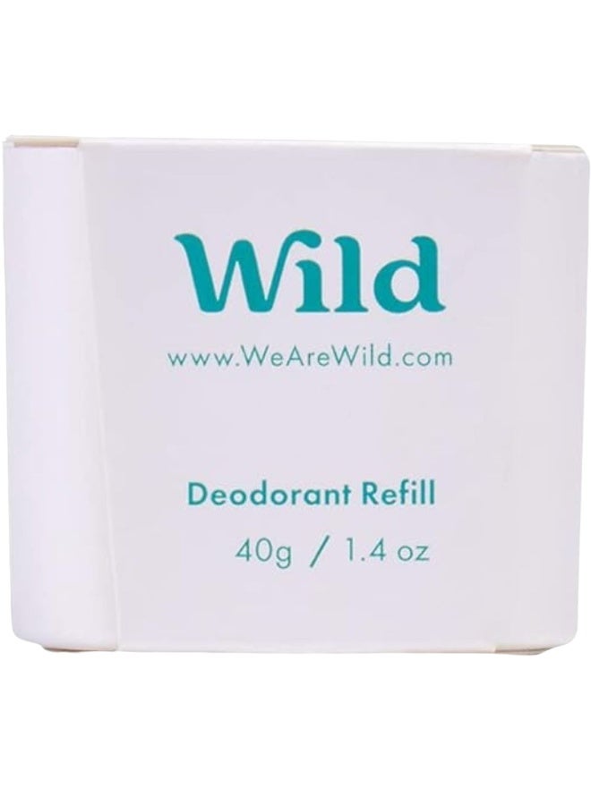 وايلد مزيل عرق طبيعي قابل لإعادة التعبئة مع عبوة قابلة لإعادة التعبئة من القطن المنعش وملح البحر 40 جرام - Image 1