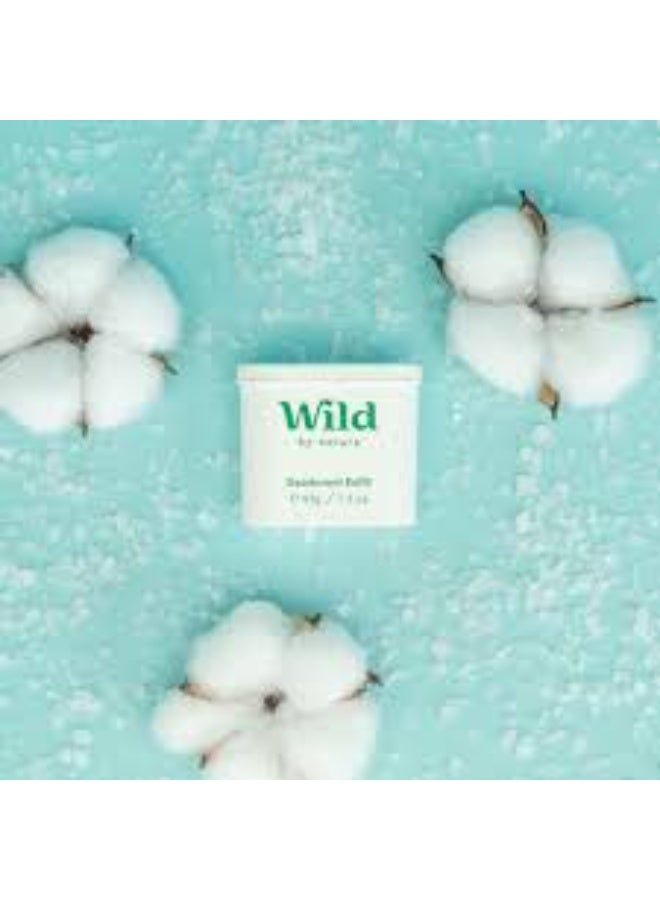 وايلد مزيل عرق طبيعي قابل لإعادة التعبئة مع عبوة قابلة لإعادة التعبئة من القطن المنعش وملح البحر 40 جرام - Image 3