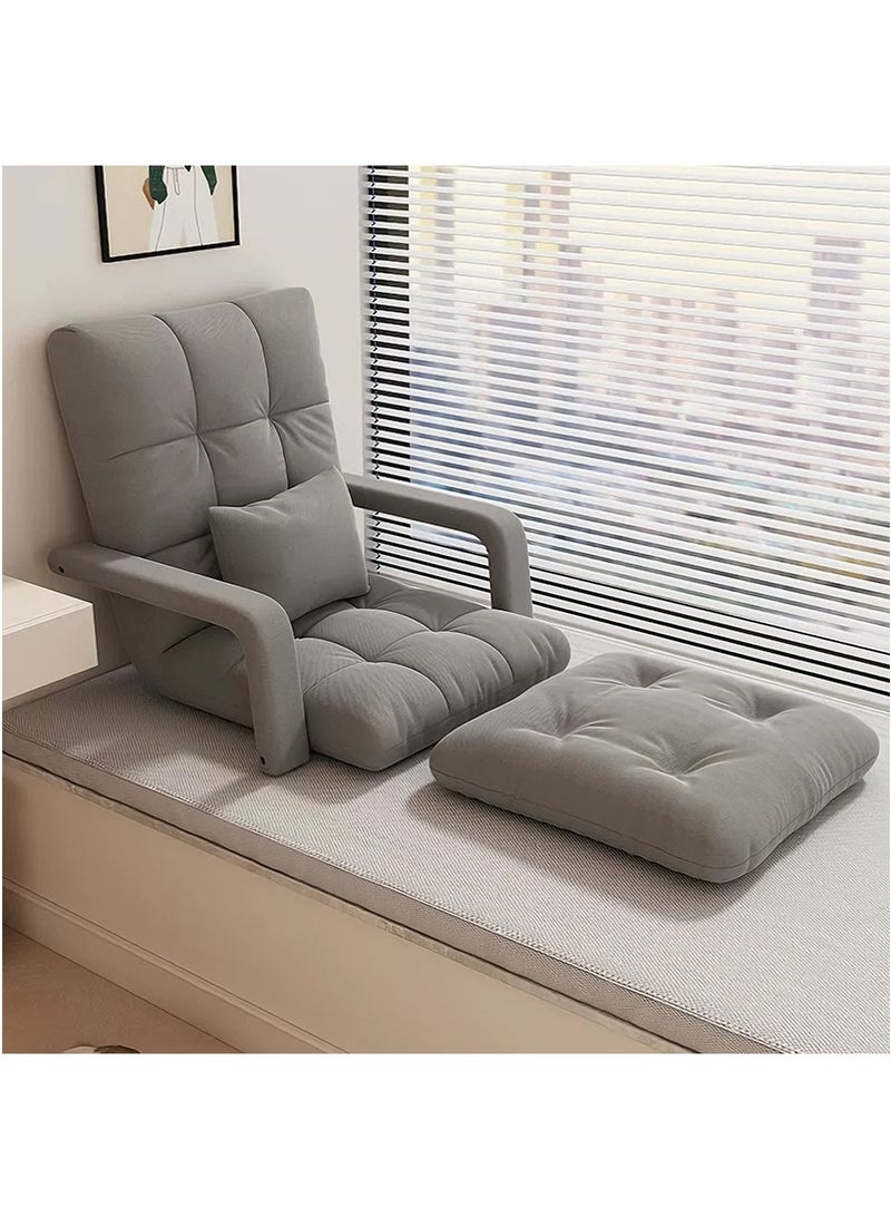 TAPIT Adjustable Floor Sofa Chair with Armrest, Single Sofa Chair for Living Room Bedroom Bay Window, Office Nap Folding Sofa Bed, Foldable Floor Lounge Chair for Gaming Reading (Grey) ﻿ - Image 1