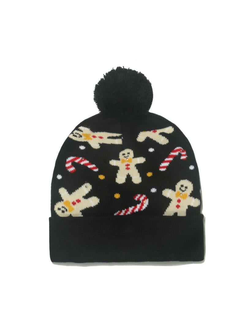 1-Pieces Snowflake Knitted Beanie Winter Outdoor Warm Decorative Hat Style G 56-60cm - Image 1