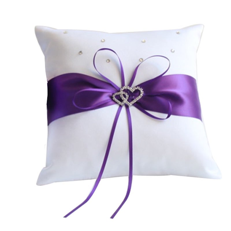 Bodosac Awtlife 2pcs Sets Flower Girl Basket and Ring Pillow Purple Wedding Decor - Image 3