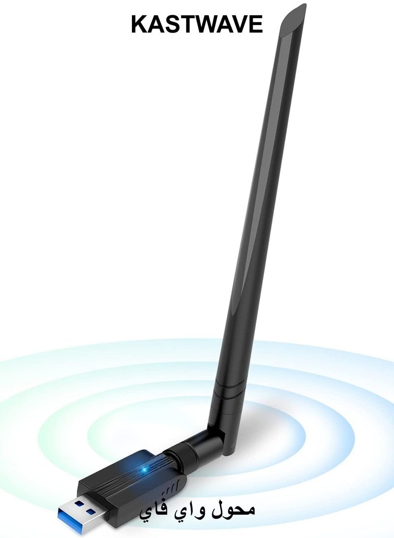 KASTWAVE Wireless USB WiFi Adapter for PC, 1300Mbps Dual Band WiFi Dongle 2.4G/5G with USB 3.0, Wireless Network Adapter for Windows 11/10/8/7 and Mac OS X - Image 1