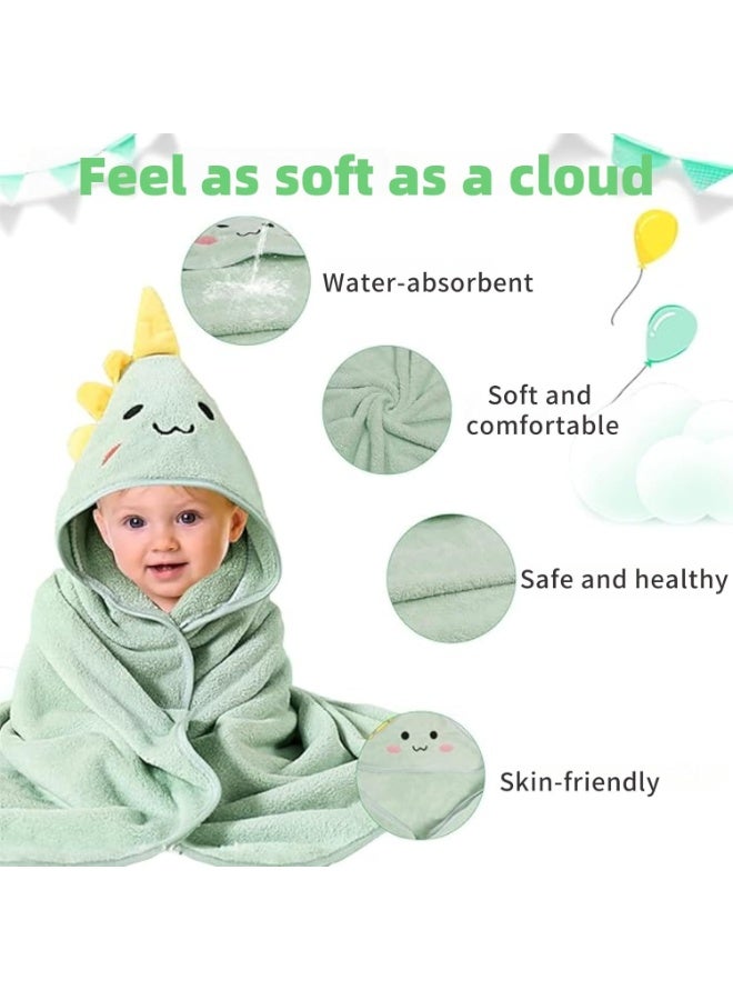 أجريون ​​2 حزمة منشفة استحمام أطفال برأس ميكروفايبر طبيعي ممتاز فائق النعومة فائق الامتصاص للأطفال، صغار، رضيع (فيل + ديناصور، 30 × 30 إنش، 400غ)​​ - Image 3