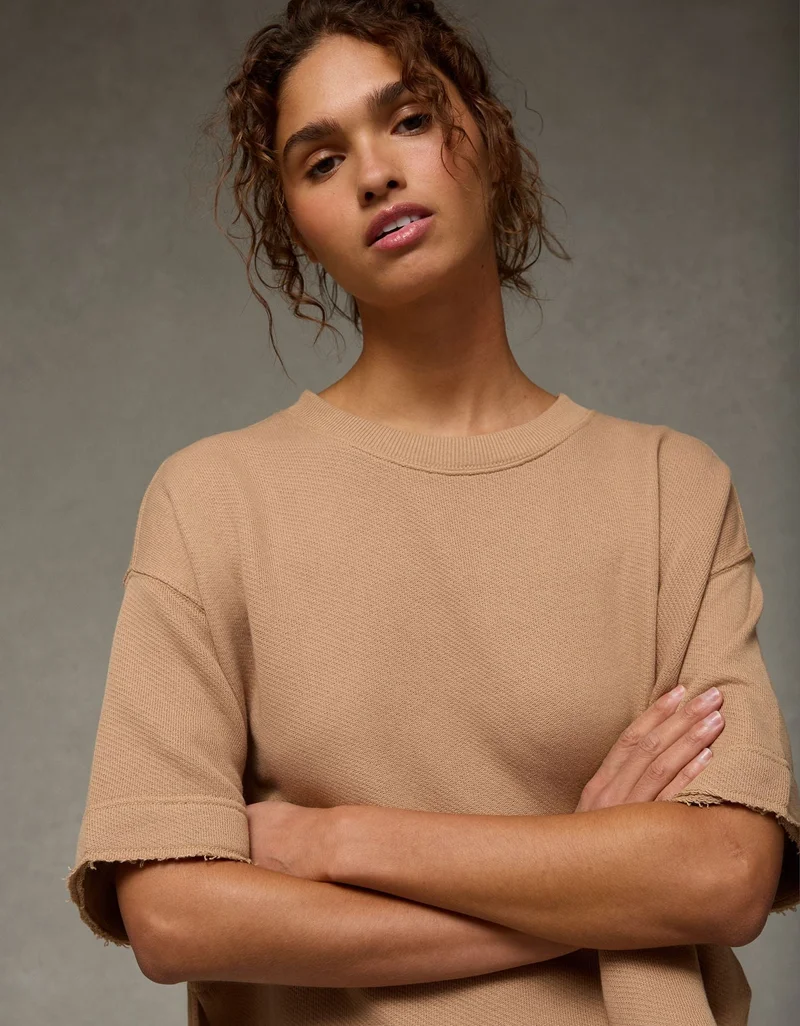 AE Boxy Short-Sleeve Sweatshirt