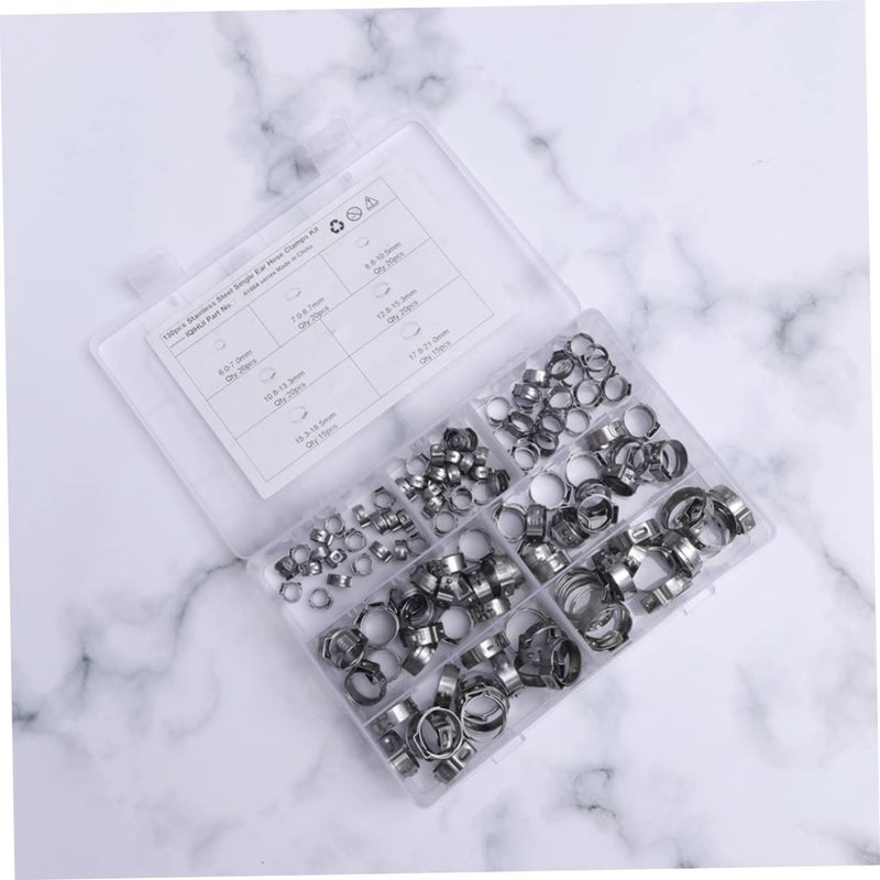 Adjustable 130 Pcs Steel Hose Clamp Set For Car Air Water Line Automotive Plumbing Silver - Image 4