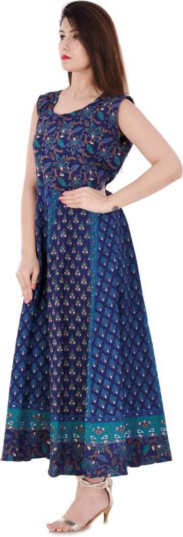 Monique Brand Present Women's 100% Cotton Jaipuri Print Long Midi Maxi Dress (Buty-NB__Free Size__) - Image 2
