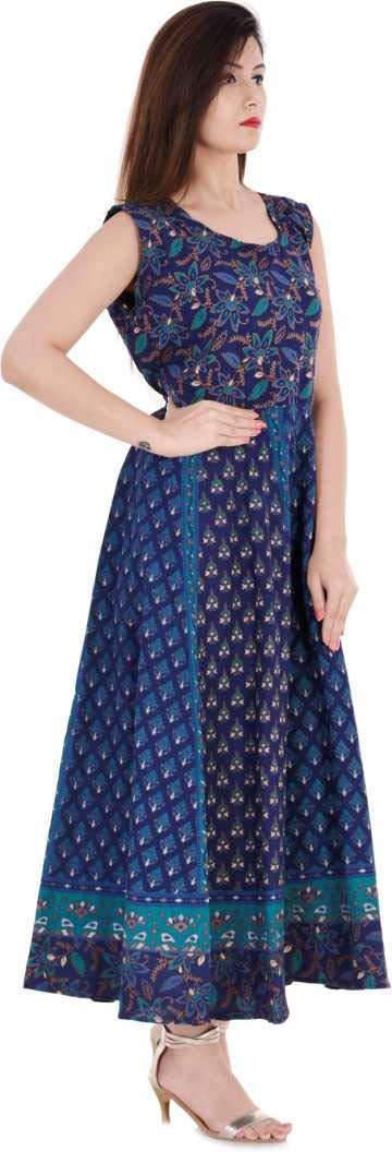 Monique Brand Present Women's 100% Cotton Jaipuri Print Long Midi Maxi Dress (Buty-NB__Free Size__) - Image 3