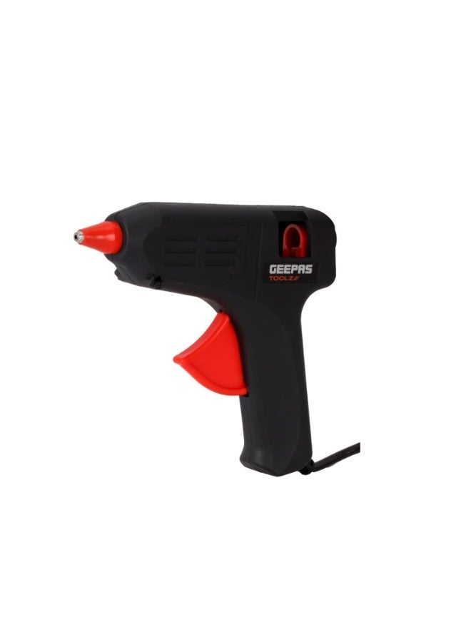 Geepas Glue Gun- GGN0040-240/ 40 W, Quick, Easy, Perfect for Indoor and Outdoor Use/ 3-5 Min Pre-Heating, 3-6 g/min Flow Rate, for Bonding Craft, Woodworking, DIY Repairs, Small Projects Essentials, Etc./ Black and Red - Image 1