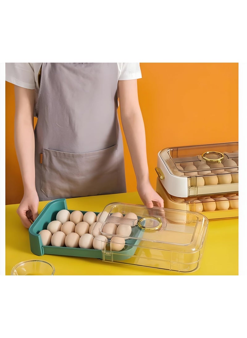Cloudzy Cloudzy 18 Grid Egg Box Automatic Rolling Egg Drop Storage Box Single Layer Drawer Basket Carrier Case Unbreakable Egg Storage Container With Lid Pack of 3 T Egg Box  - Image 4