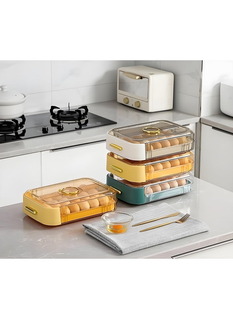 Cloudzy Cloudzy 18 Grid Egg Box Automatic Rolling Egg Drop Storage Box Single Layer Drawer Basket Carrier Case Unbreakable Egg Storage Container With Lid Pack of 3 T Egg Box  - Image 3