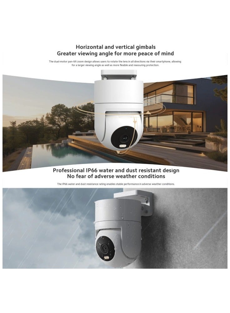 REBENUO Original CW300 Outdoor Security Camera 4MP IP66 Waterproof Full Color Night Vision WiFi Camera US Plug(White) - Image 5