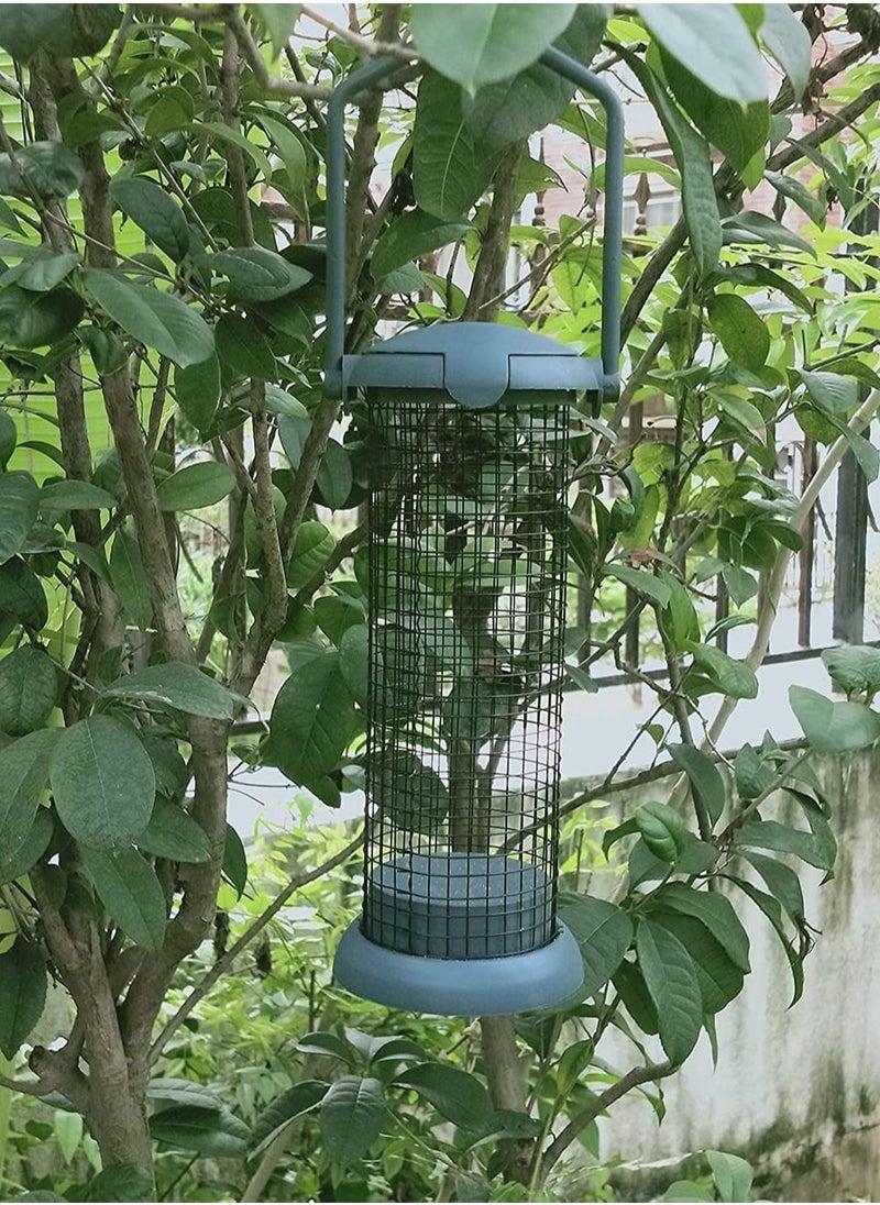 ماركة غير محددة Outdoor Bird Feeder, Wild Hanging Seed Wildlife Food Holder Cage Feeding Container with Hanger for Watching Garden Patio Ornament, Green  - Image 2