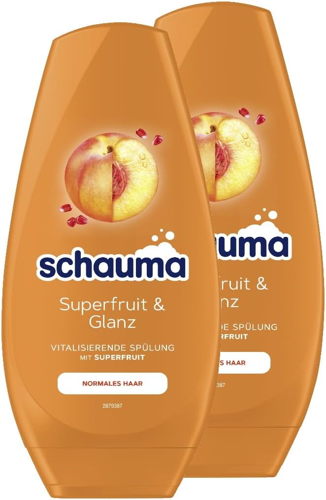 Schauma Schwarzkopf Superfruit Shine Conditioner 2 x 250 ml Revitalising Hair Conditioner with Nourishing Formula Strengthens Hair and Gives a Natural Shine