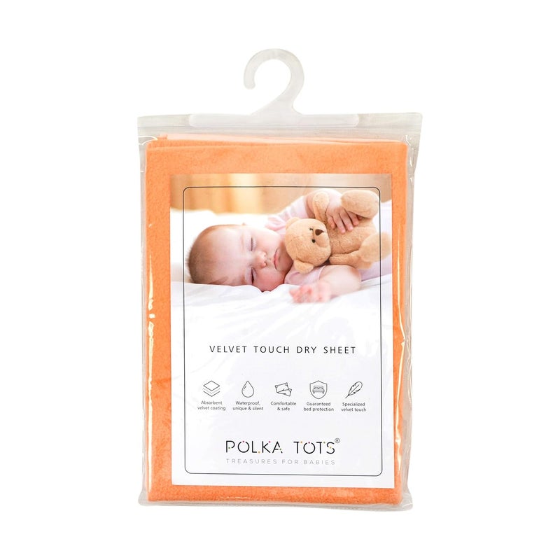 Polka Tots POLKA TOTS Waterproof Reusable Baby Bed Protector Absorbent Mat Dry Sheet for New Born Infants Pack of 2 Peach Pink 70 X 100 CM Medium  - Image 2