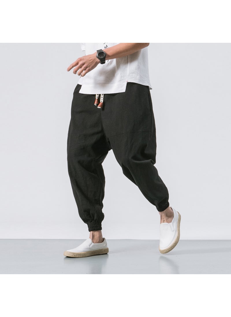 Generic - Mens Linen Pants Chinese Style Casual Trousers Black - Image 1