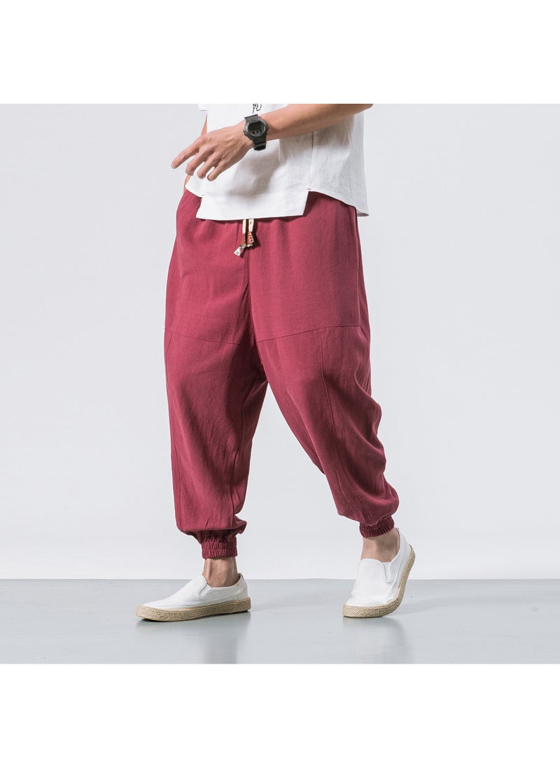 Generic - Mens Linen Pants Chinese Style Casual Trousers Black - Image 1