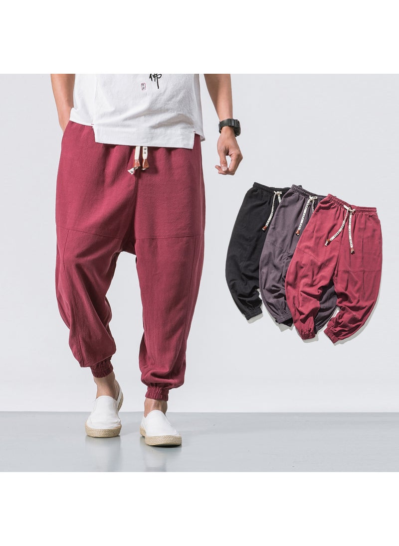 Generic - Mens Linen Pants Chinese Style Casual Trousers Black - Image 1