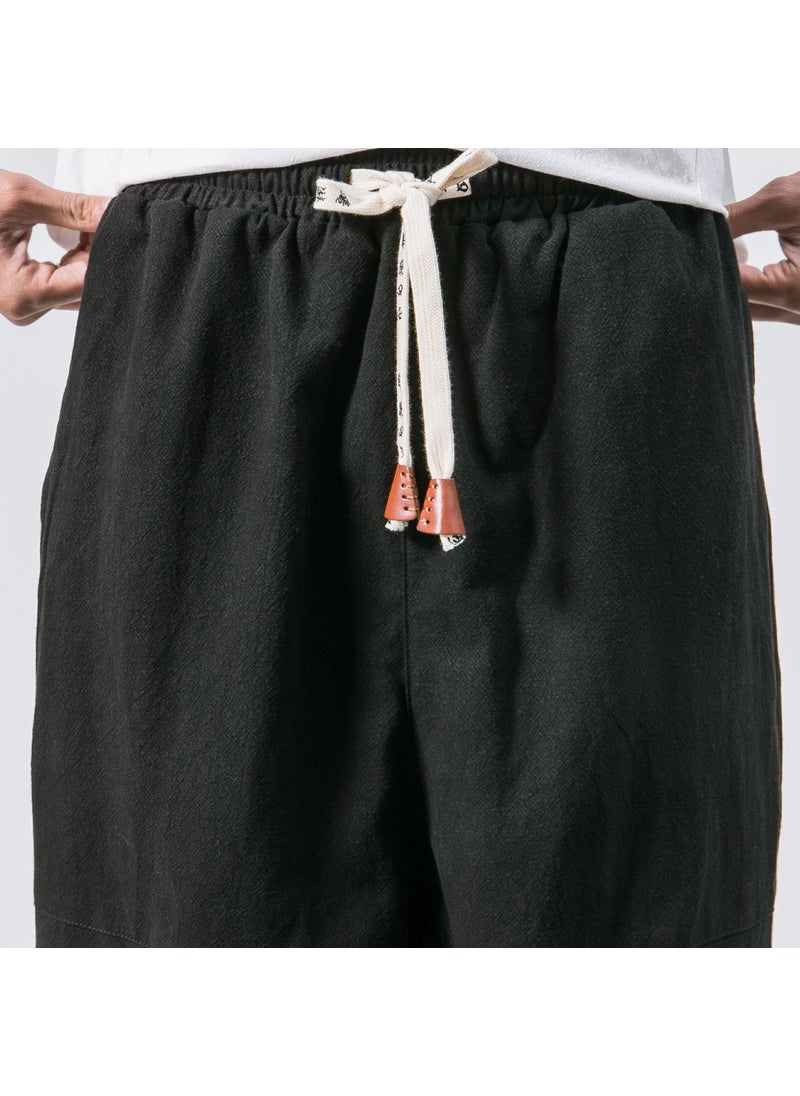 Generic - Mens Linen Pants Chinese Style Casual Trousers Black - Image 1