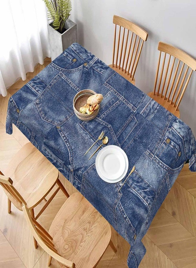 TKS MITLAN Denim Patchwork Style Decorative Rectangle Tablecloth Romance Indigo Miscellaneous Polyester Table Cloths Kitchen Table Cover for Dining BBQ Picnic Coffee Table 52 x 70 Inch 4-6 Seats - Image 2
