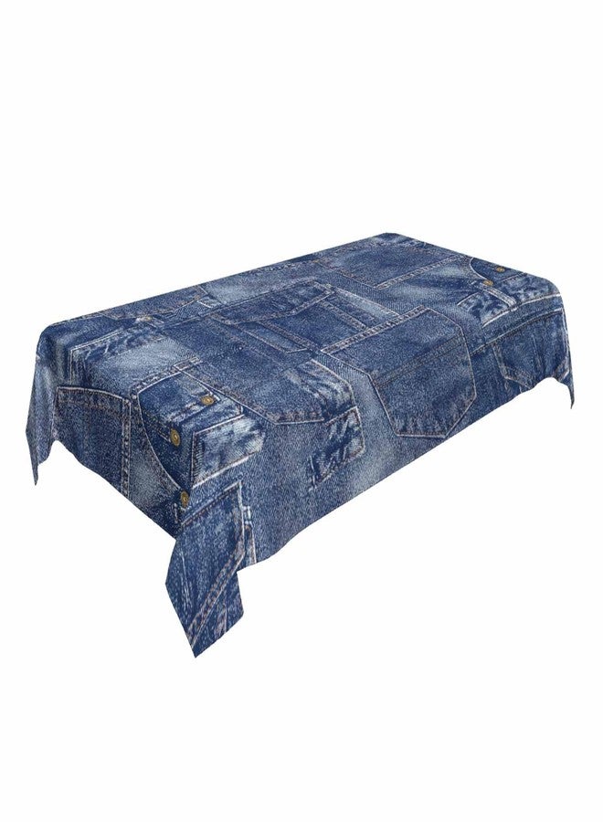 TKS MITLAN Denim Patchwork Style Decorative Rectangle Tablecloth Romance Indigo Miscellaneous Polyester Table Cloths Kitchen Table Cover for Dining BBQ Picnic Coffee Table 52 x 70 Inch 4-6 Seats - Image 4