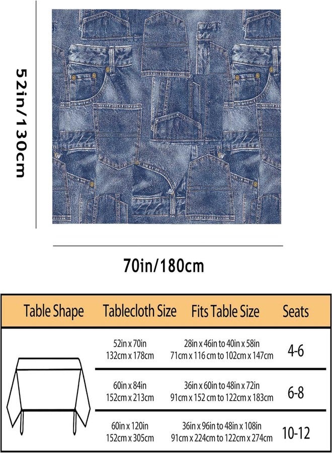 TKS MITLAN Denim Patchwork Style Decorative Rectangle Tablecloth Romance Indigo Miscellaneous Polyester Table Cloths Kitchen Table Cover for Dining BBQ Picnic Coffee Table 52 x 70 Inch 4-6 Seats - Image 3
