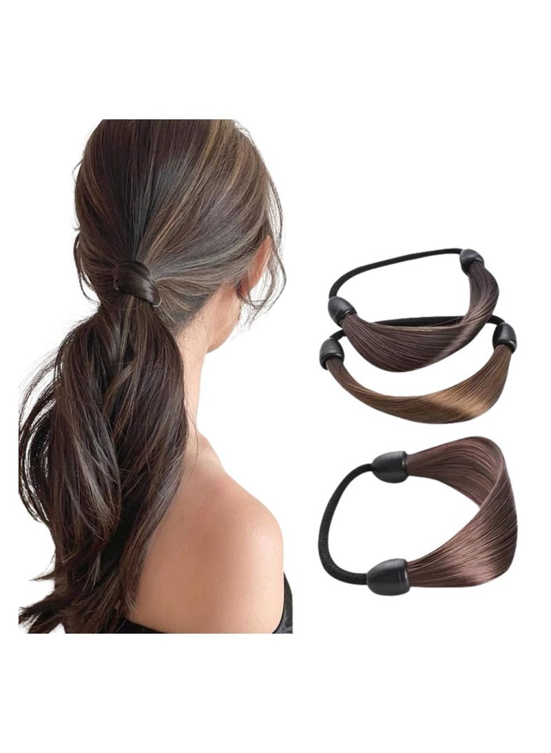 إستيل شريط مرن مع شعر مستعار جديلة شعبية مستقيم الاصطناعية ملحقات الشعر ذيل حصان هيرباند العلاقات الشعر المطاط - Image 1