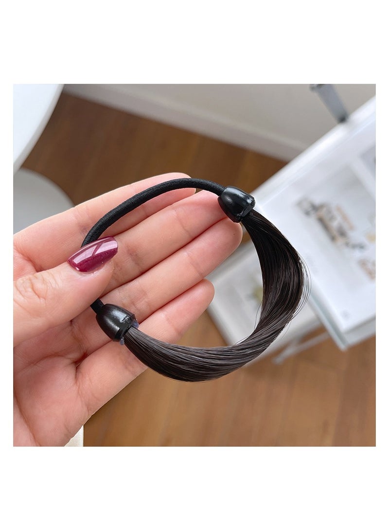 إستيل شريط مرن مع شعر مستعار جديلة شعبية مستقيم الاصطناعية ملحقات الشعر ذيل حصان هيرباند العلاقات الشعر المطاط - Image 2