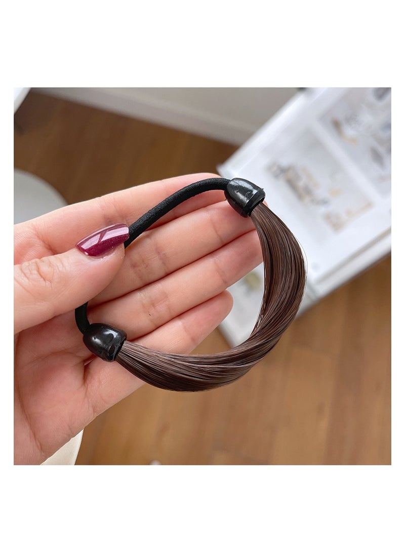 إستيل شريط مرن مع شعر مستعار جديلة شعبية مستقيم الاصطناعية ملحقات الشعر ذيل حصان هيرباند العلاقات الشعر المطاط - Image 3