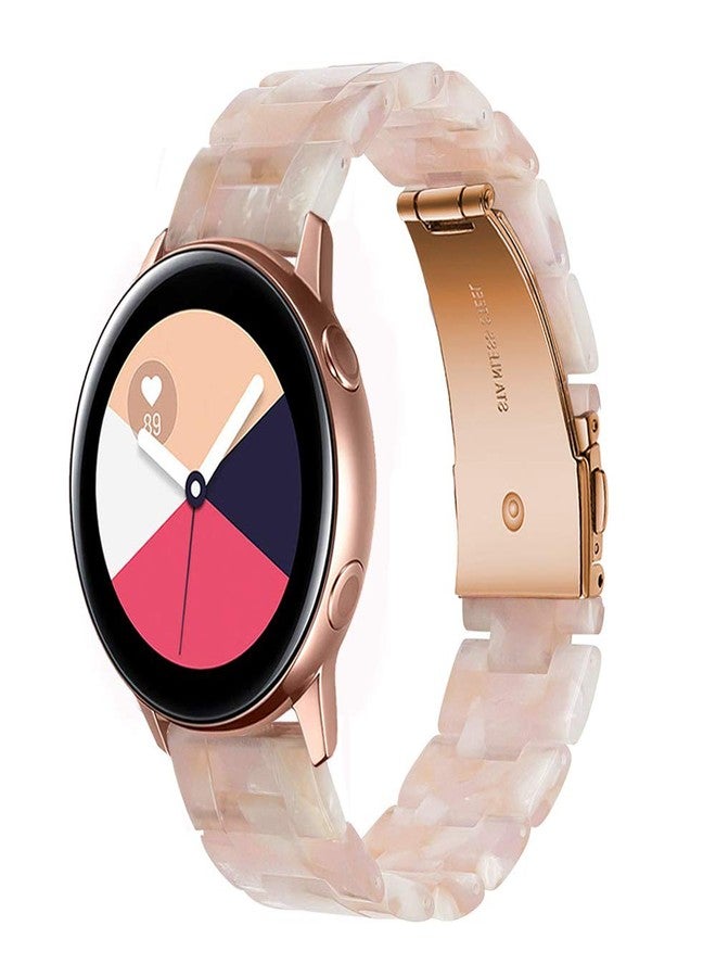 سوار Wongeto متوافق مع ساعة Galaxy Watch 42mm/Galaxy Watch 3 41mm سوار ذهبي للنساء/Galaxy Watch Active2 40mm 44mm/Gear S2 Classic/Ticwatch 2، سوار بديل فاخر من الراتنج مقاس 20 مم (وردي 20 مم) - Image 1