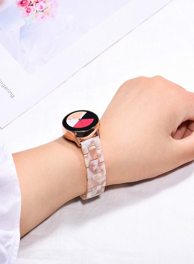 سوار Wongeto متوافق مع ساعة Galaxy Watch 42mm/Galaxy Watch 3 41mm سوار ذهبي للنساء/Galaxy Watch Active2 40mm 44mm/Gear S2 Classic/Ticwatch 2، سوار بديل فاخر من الراتنج مقاس 20 مم (وردي 20 مم) - Image 3