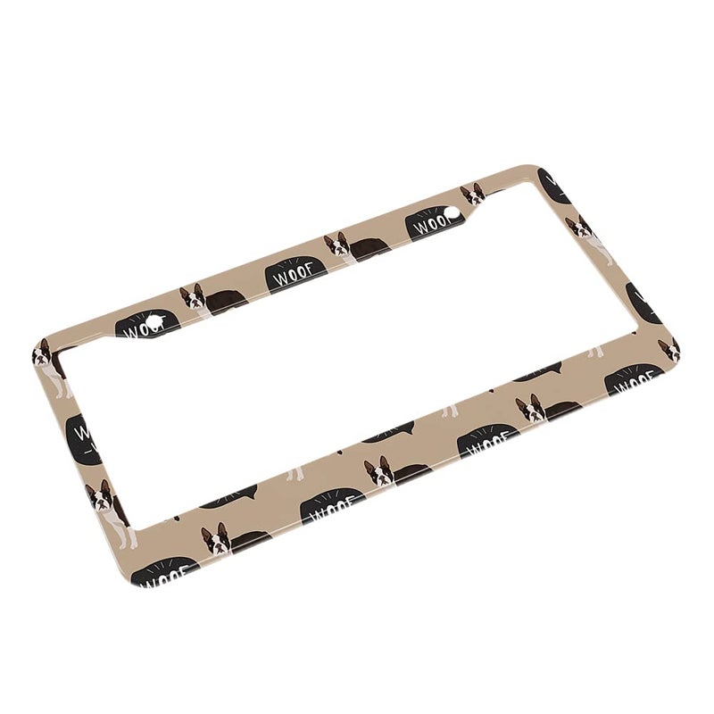 Beabes Dog Boston Terrier Pattern License Plate Frame Woof Animal Car Frames  License Plates Holder  French Puppy License Plate Aluminum Metal Frames for Women Men Auto Decoration - Image 4