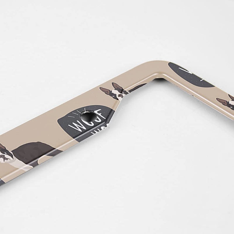 Beabes Dog Boston Terrier Pattern License Plate Frame Woof Animal Car Frames  License Plates Holder  French Puppy License Plate Aluminum Metal Frames for Women Men Auto Decoration - Image 3