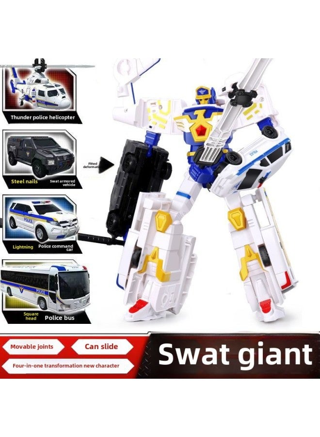 Genuine Kabao Car God Transforming Robot King Kong Reloading Rescue Special Police Creates Giant Fit Children's Toy-Color:Four-in-one  - Image 1