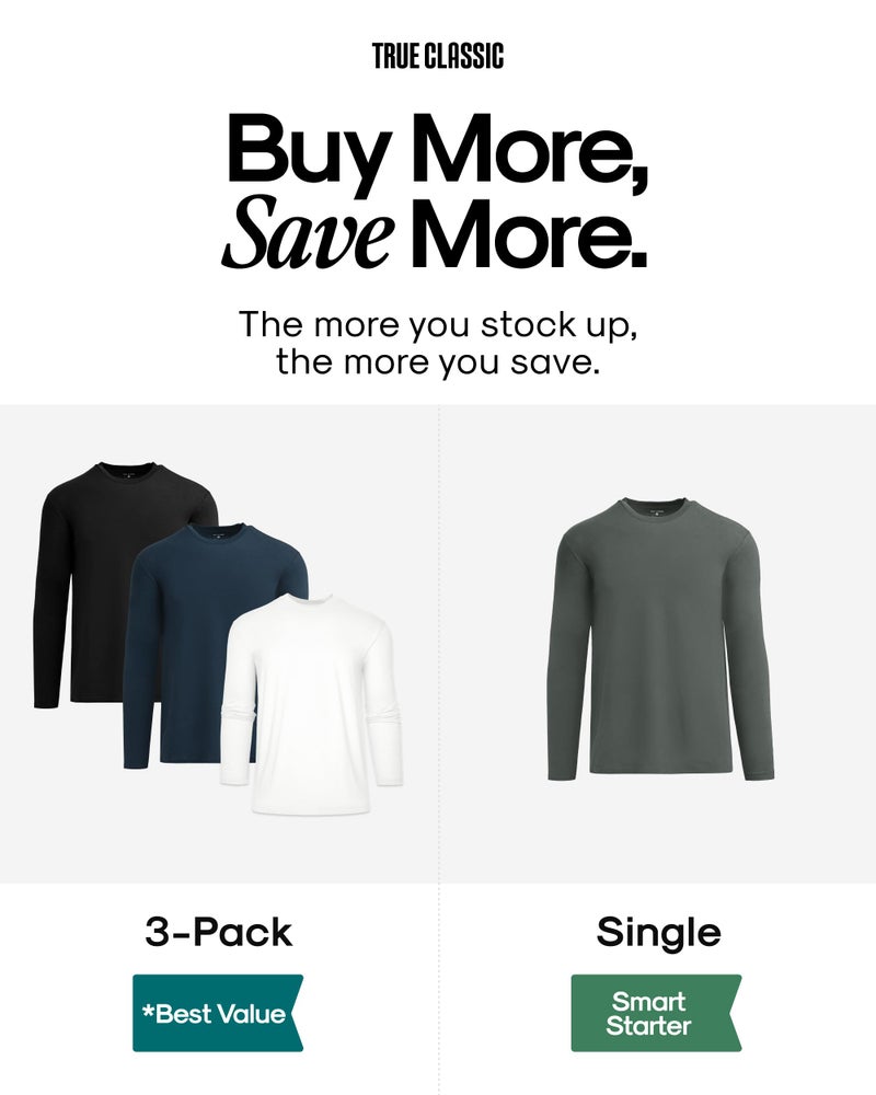 True Classic Long Sleeve Shirts for Men â€” Mens Long Sleeve Tee-Shirts, Henley Shirts for Men or Waffle-Knit Thermal T-Shirts - Classic Crew Neck - Regular, Pack of 3, Variety, XL - Image 5